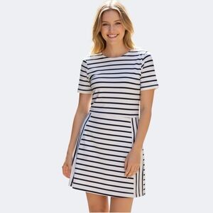Brooks Brothers Women’s Navy/White Nautical Striped Ponte Knit Dress Size Large